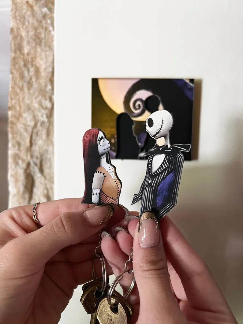 Jack Skellington ir Sally raktų pakabukas Dviems| Košmaras prieš Kalėdas